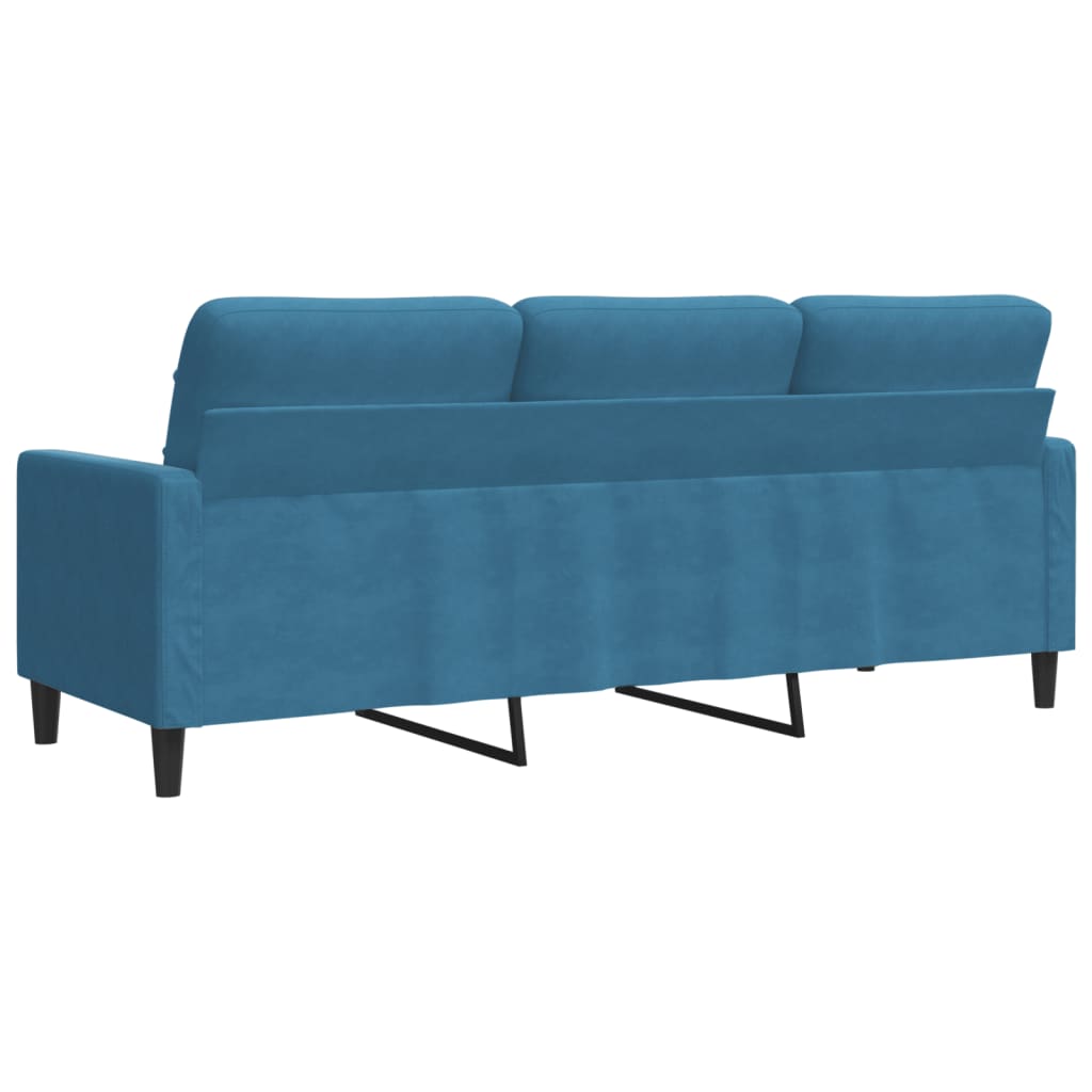 Canapé 3 places velours bleu 180 cm
