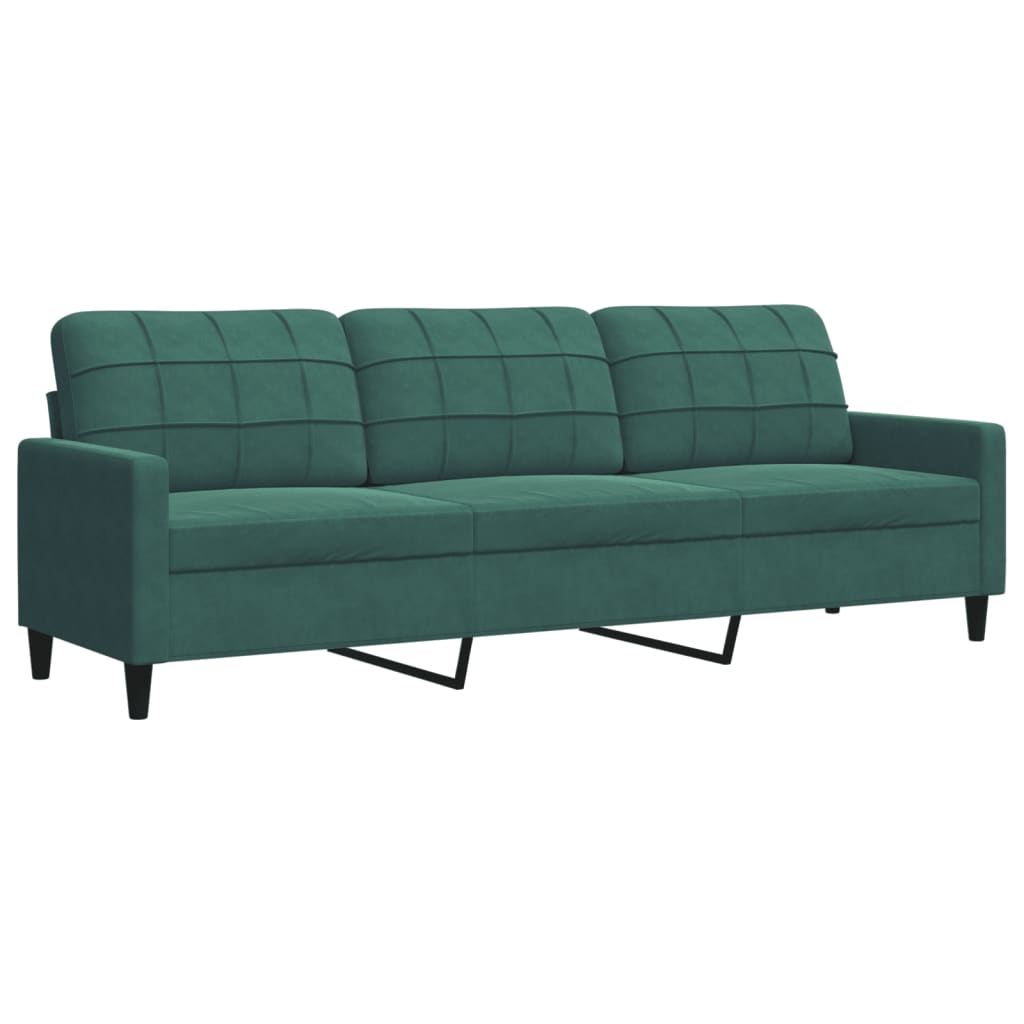 Canapé 3 places vert foncé 210 cm velours