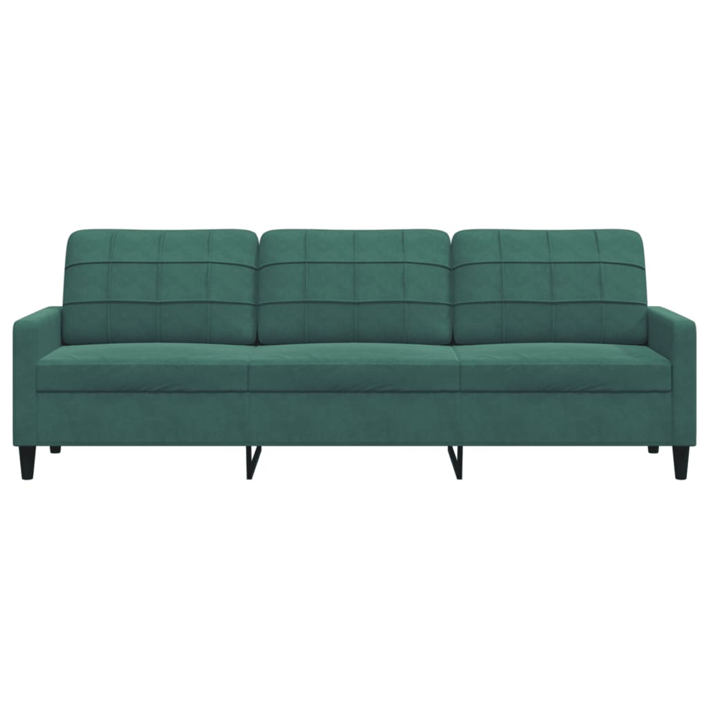 Canapé 3 places vert foncé 210 cm velours