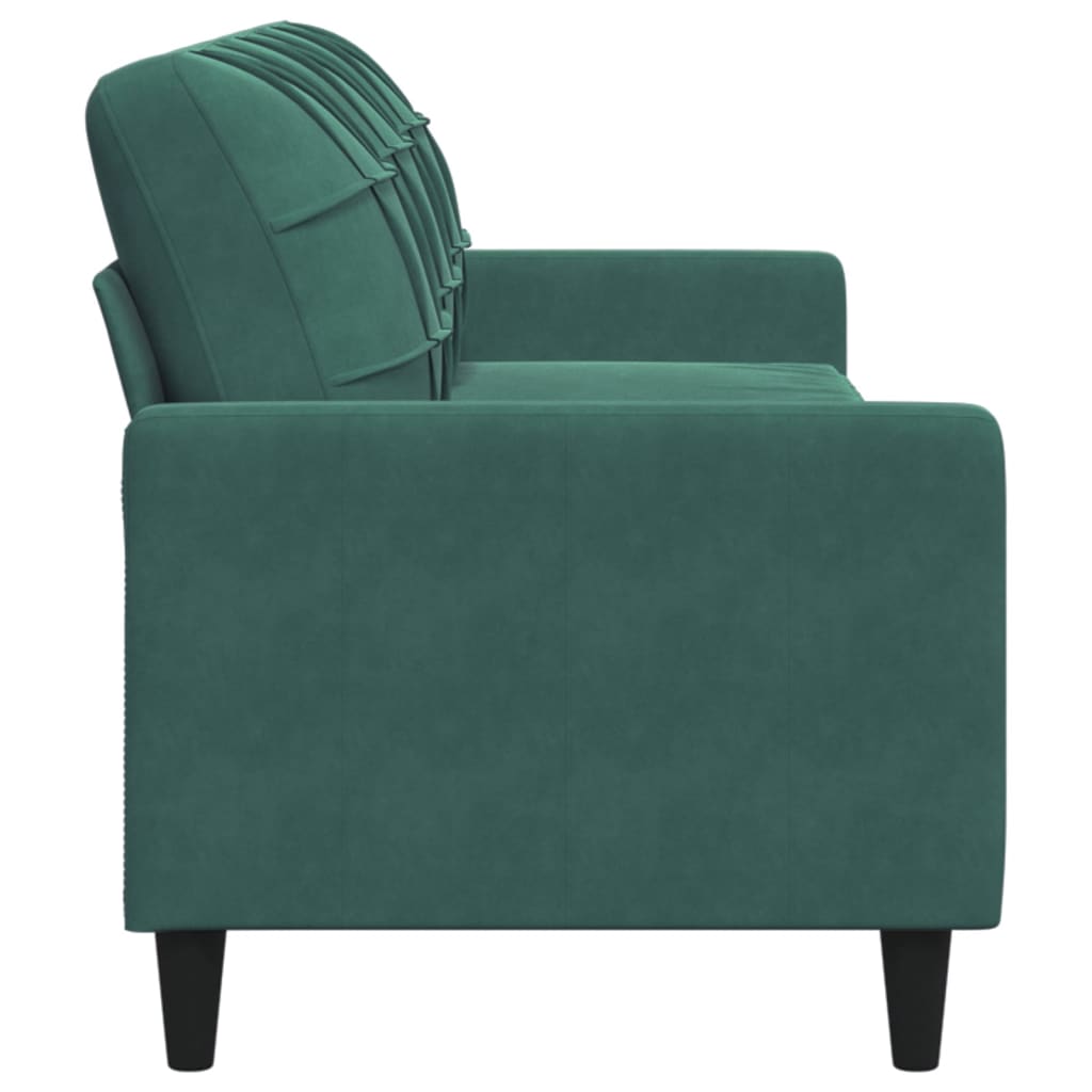Canapé 3 places vert foncé 210 cm velours