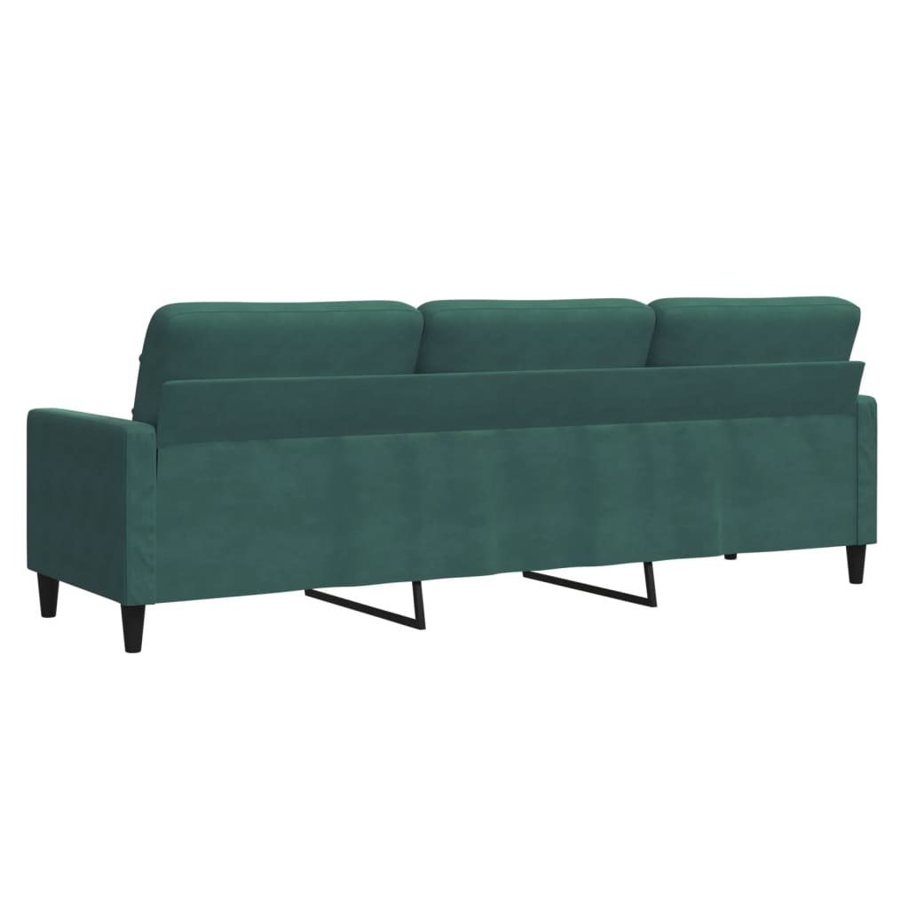 Canapé 3 places vert foncé 210 cm velours