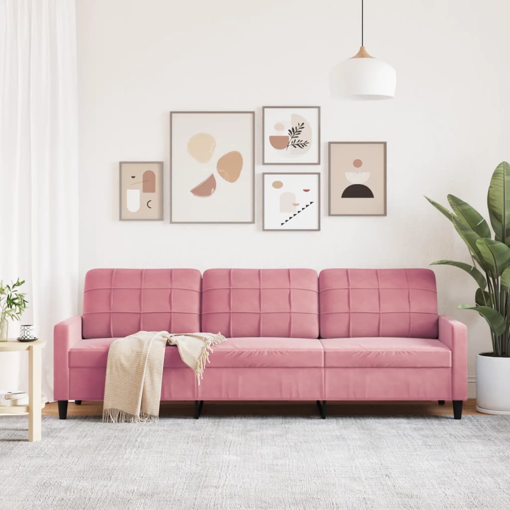 3-seater sofa pink 210 cm velvet