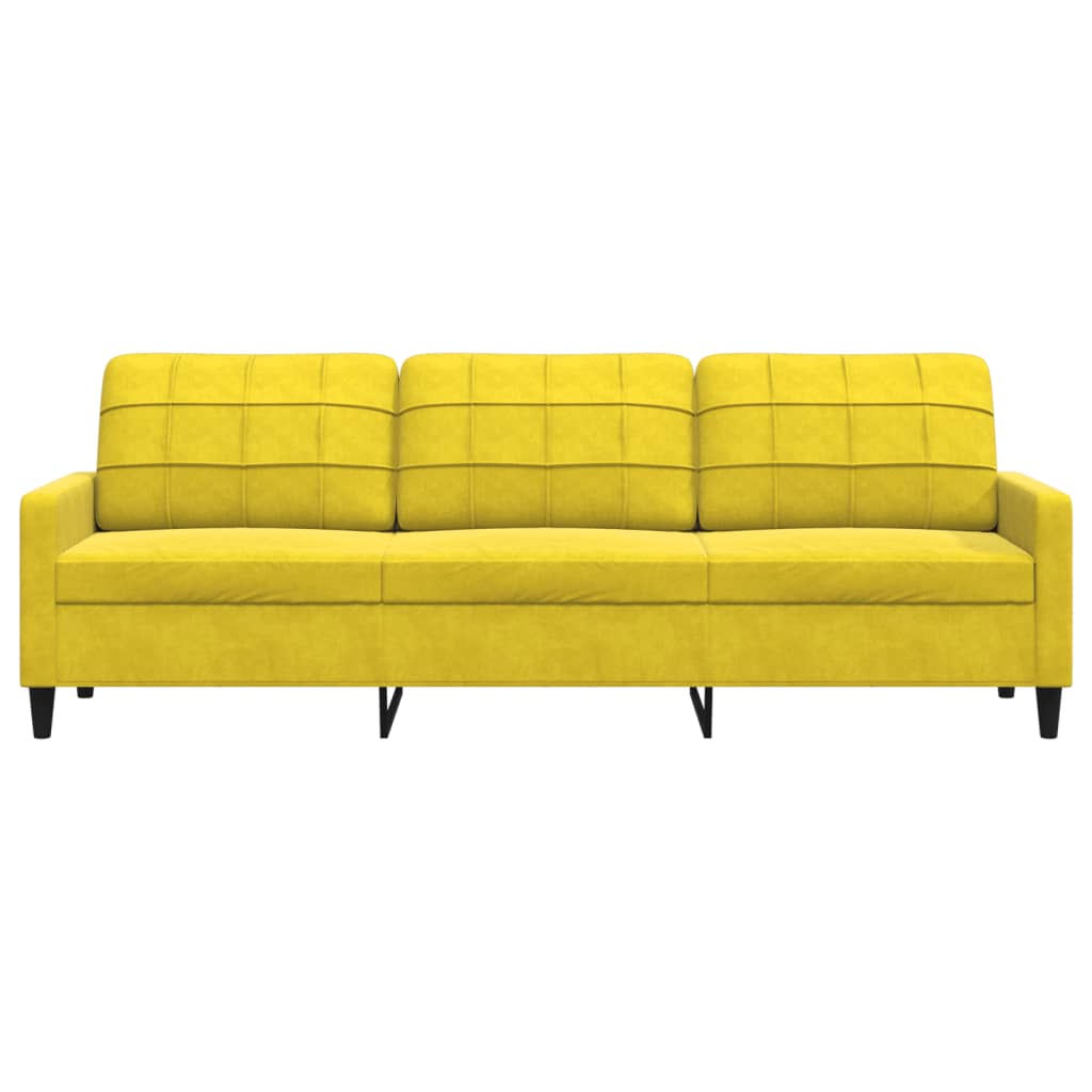 Canapé 3 places jaune 210 cm velours