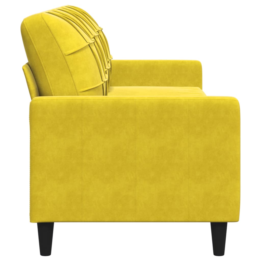 Canapé 3 places jaune 210 cm velours