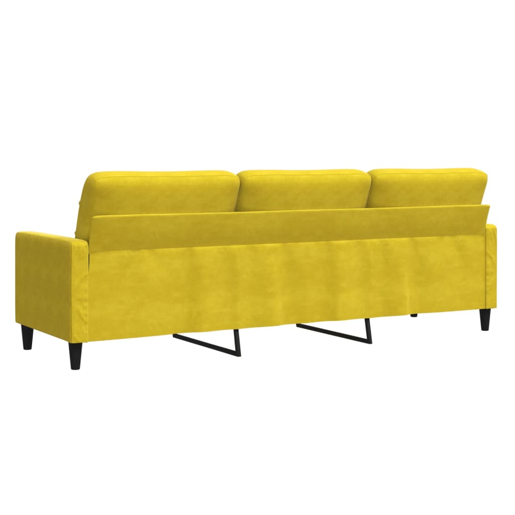 Canapé 3 places jaune 210 cm velours