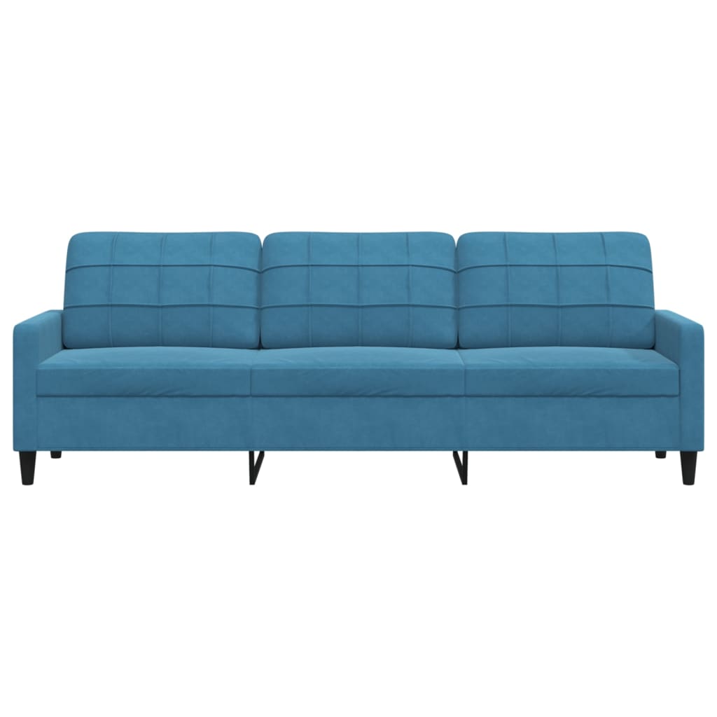 Canapé 3 places bleu 210 cm velours