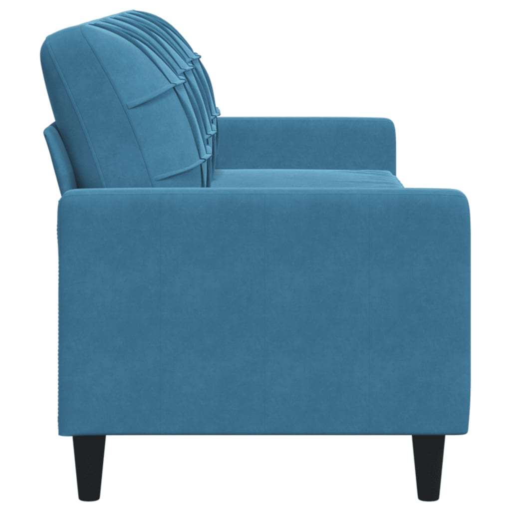 Canapé 3 places bleu 210 cm velours