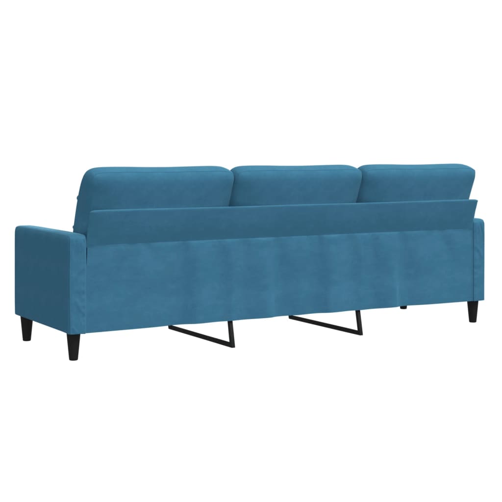 Canapé 3 places bleu 210 cm velours