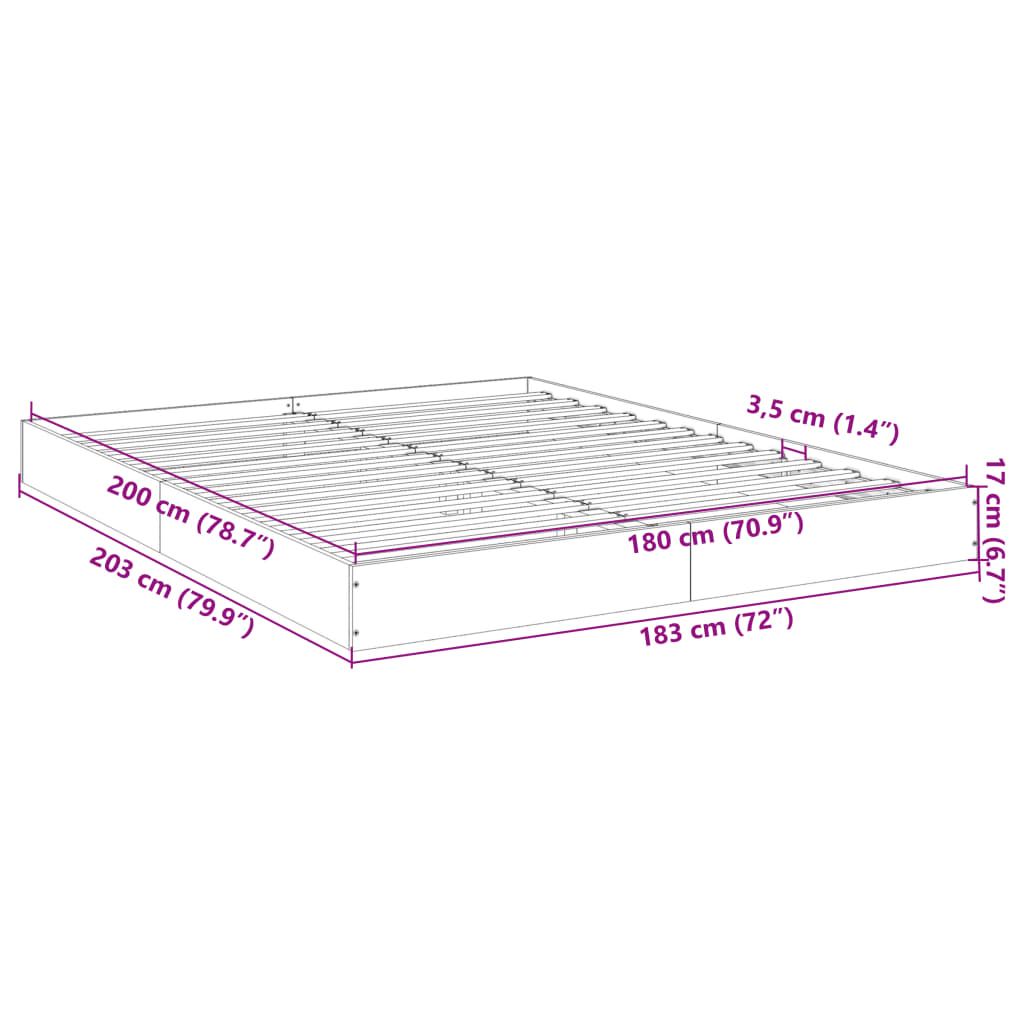 Bed frame concrete grey 180x200 cm wood material