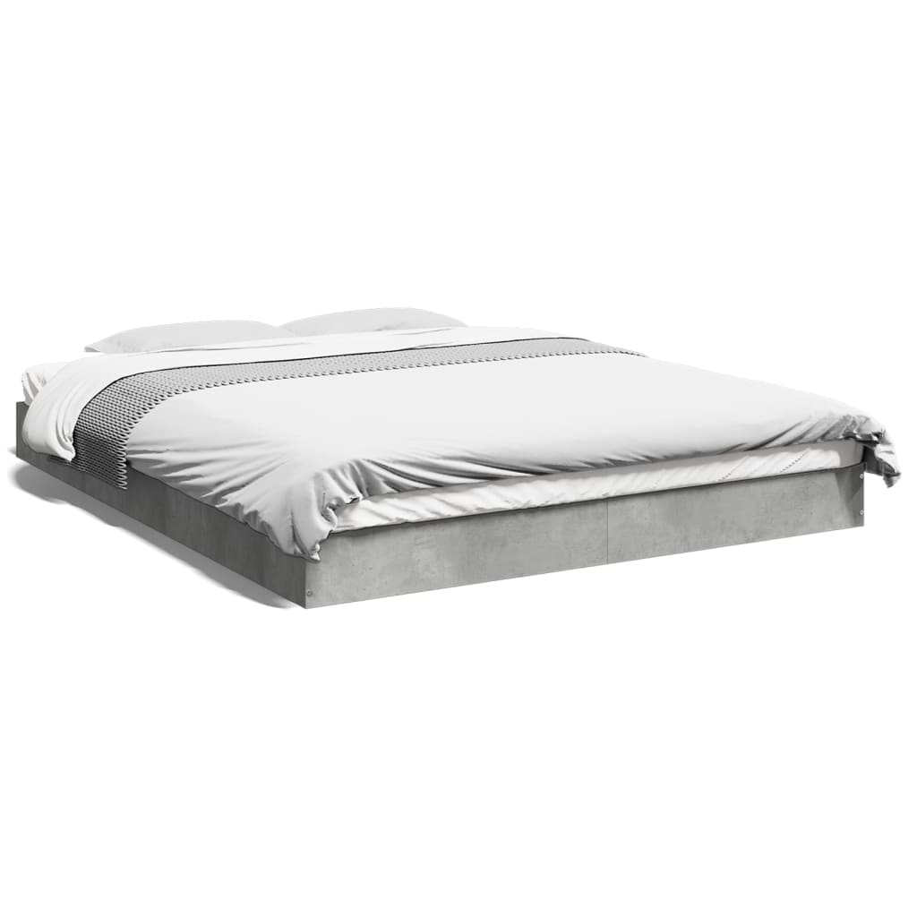 Bed frame concrete grey 160x200 cm wood material