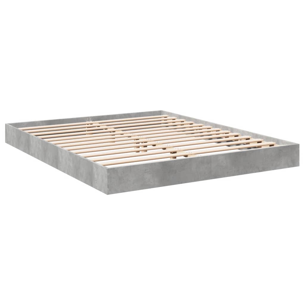 Bed frame concrete grey 160x200 cm wood material