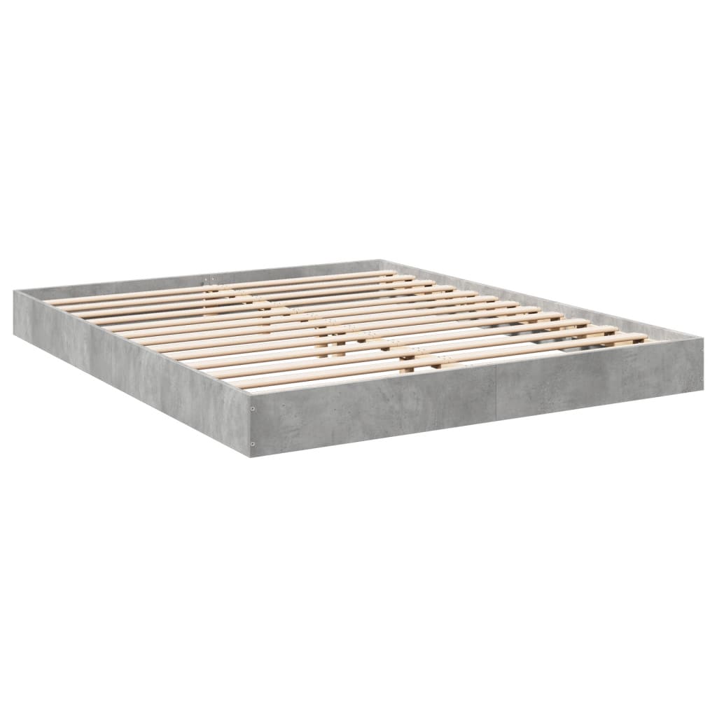 Bed frame concrete grey 160x200 cm wood material