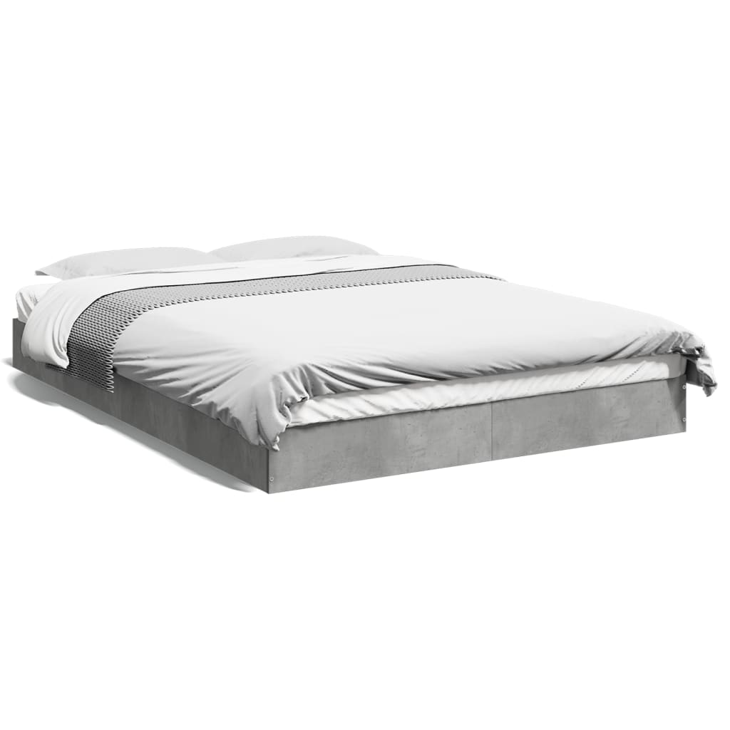 Bed frame concrete grey 140x200 cm wood material
