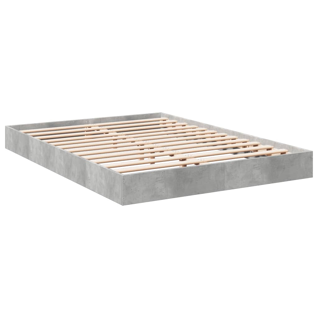 Bed frame concrete grey 140x200 cm wood material