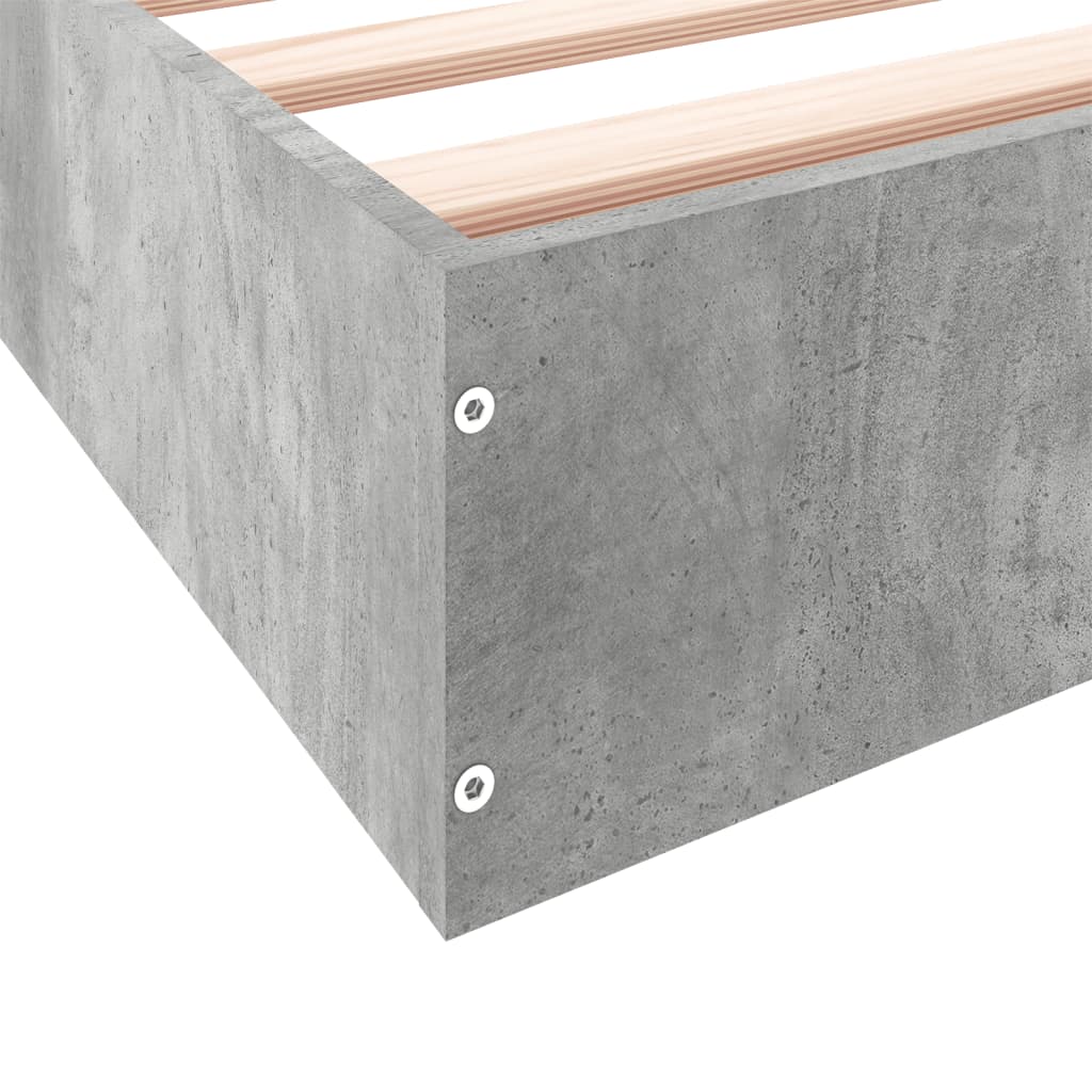 Bed frame concrete grey 140x200 cm wood material