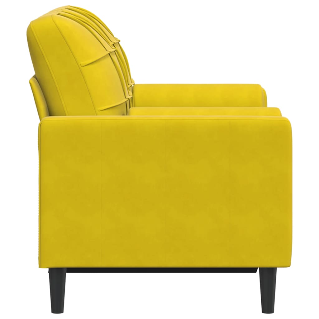 2-seater sofa with decorative cushions yellow 120 cm velvet