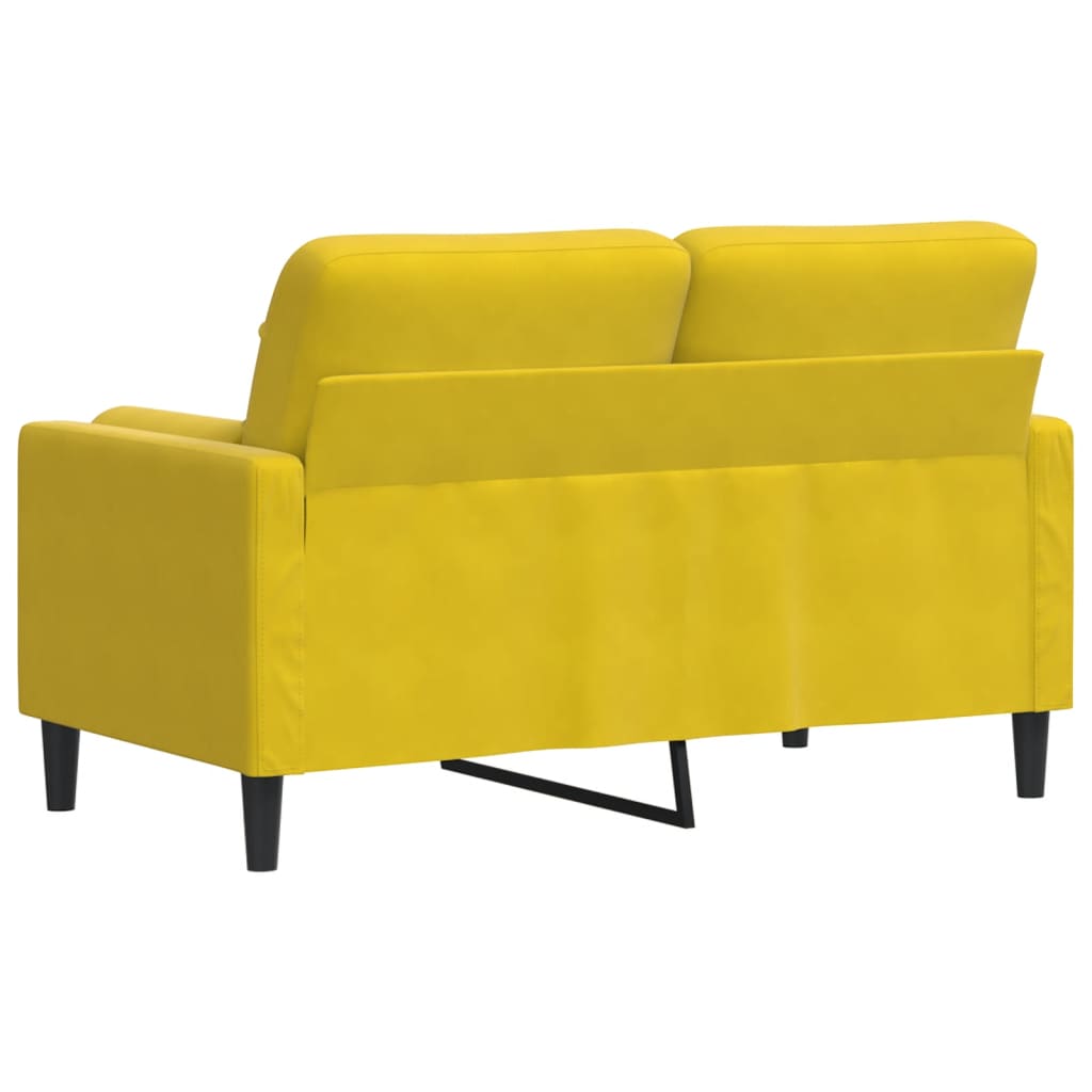 2-seater sofa with decorative cushions yellow 120 cm velvet