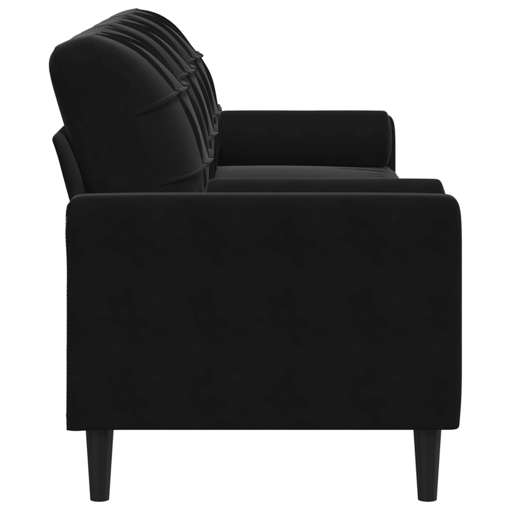 Sofa 3-Sitzer mit Zierkissen Schwarz 210 cm Samt