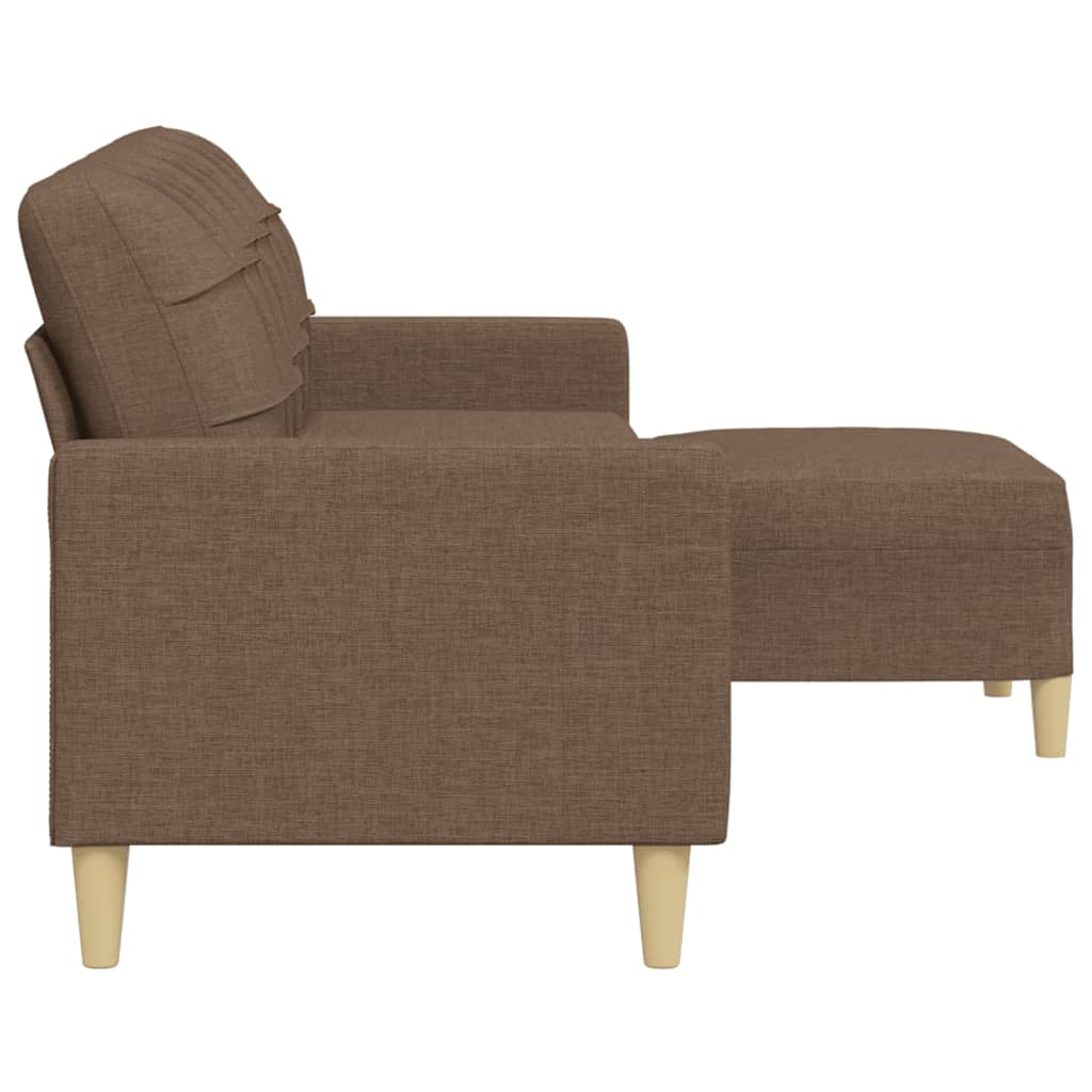3-Sitzer-Sofa mit Hocker Braun 210 cm Stoff