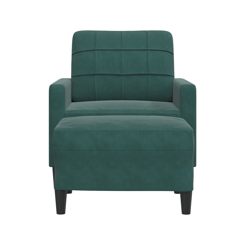 Sessel mit Hocker Dunkelgrün 60 cm Samt