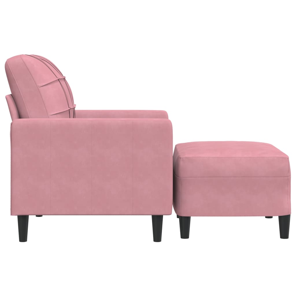 Sessel mit Hocker Rosa 60 cm Samt