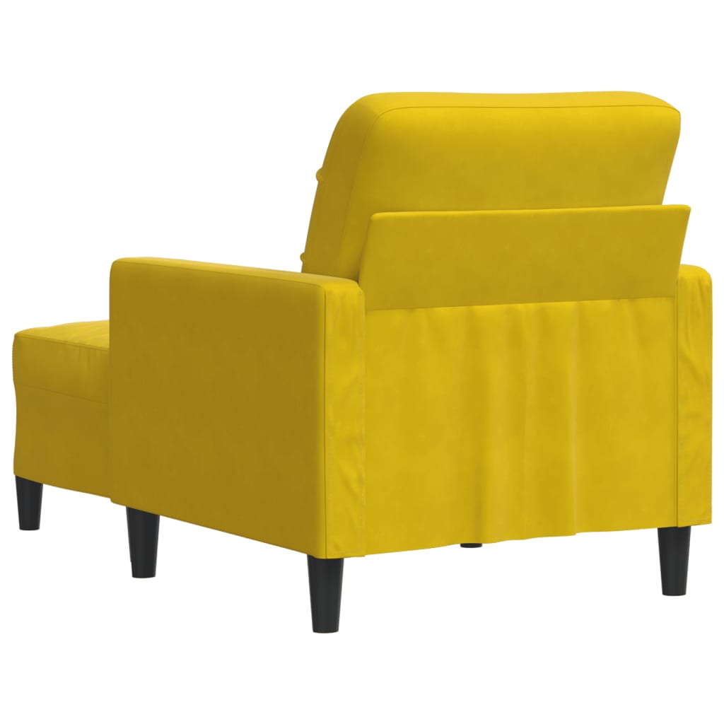Fauteuil avec tabouret en velours jaune 60 cm