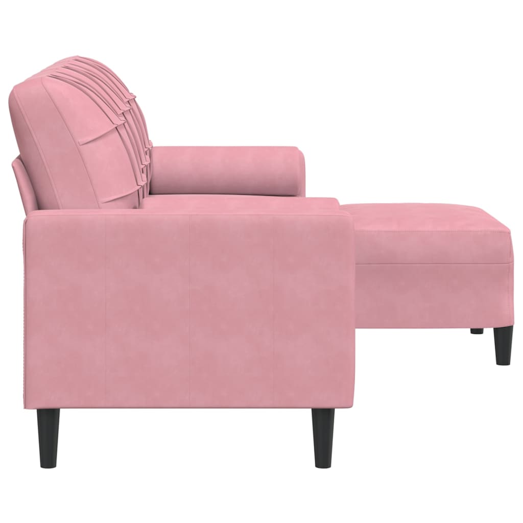 3-Sitzer-Sofa mit Hocker Rosa 180 cm Samt