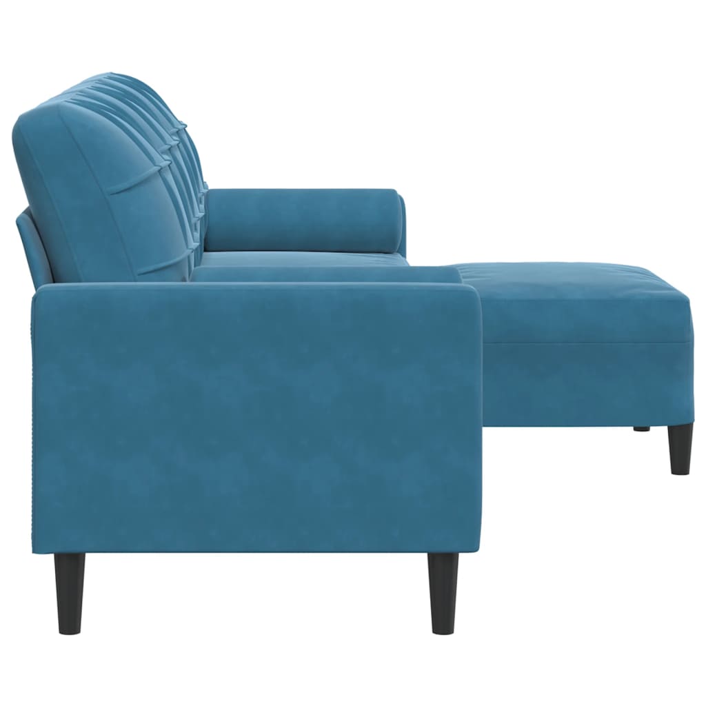 3-Sitzer-Sofa mit Hocker Blau 210 cm Samt