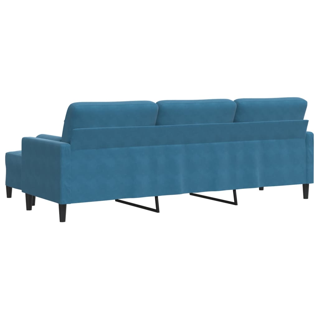 3-Sitzer-Sofa mit Hocker Blau 210 cm Samt
