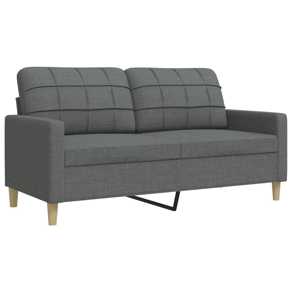 Ensemble de canapé 3 pièces avec coussins décoratifs en tissu gris foncé