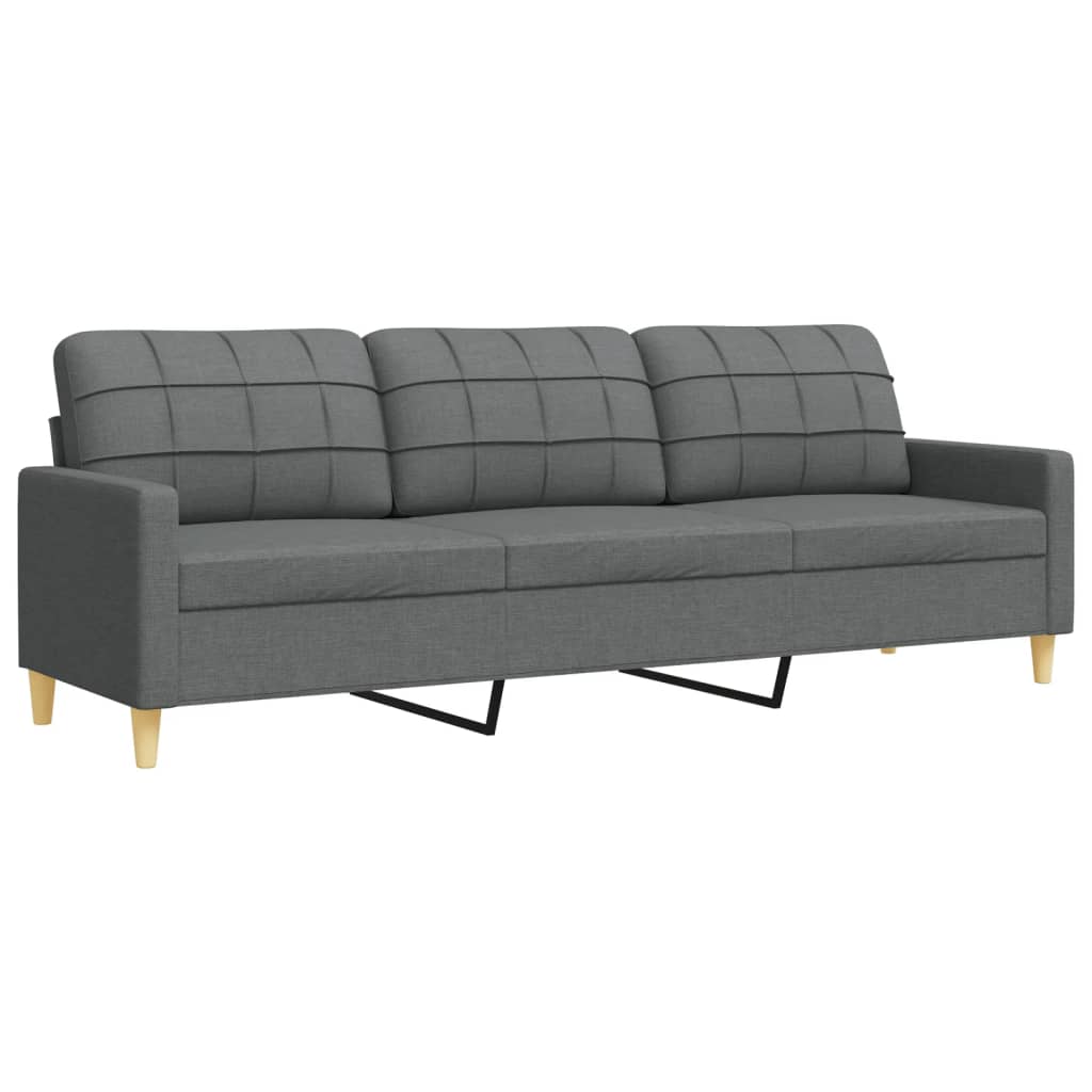 Ensemble de canapé 3 pièces avec coussins décoratifs en tissu gris foncé
