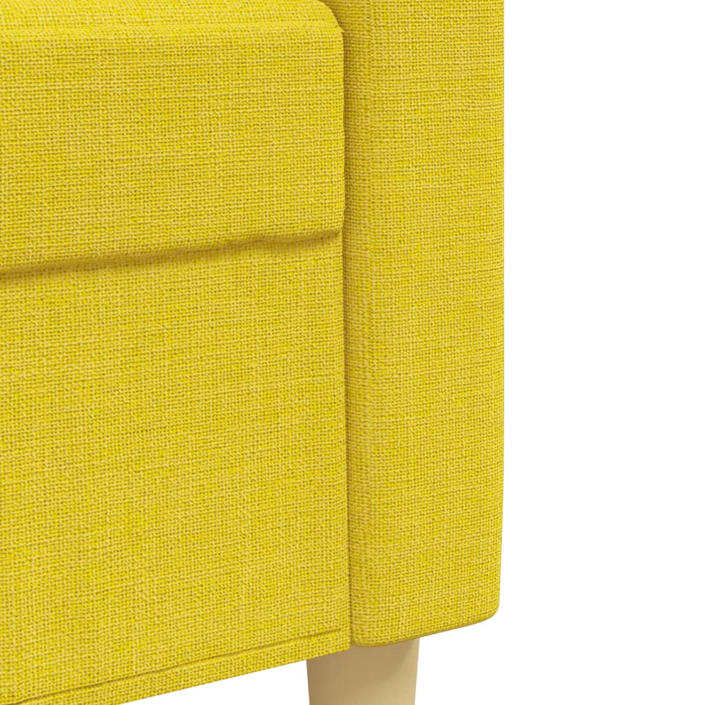 3-piece sofa set with decorative cushions in light yellow fabric