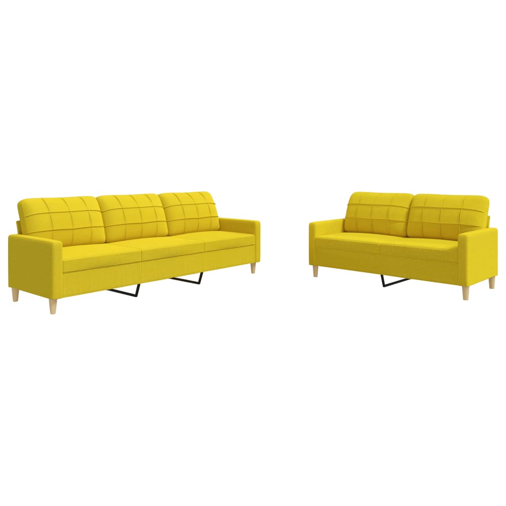 Ensemble de canapé 2 pièces en tissu jaune clair