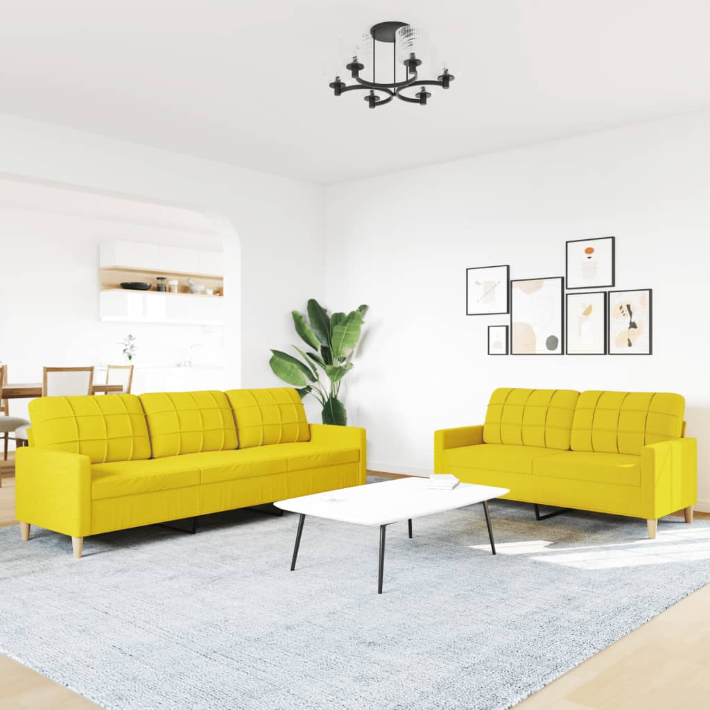 Ensemble de canapé 2 pièces en tissu jaune clair