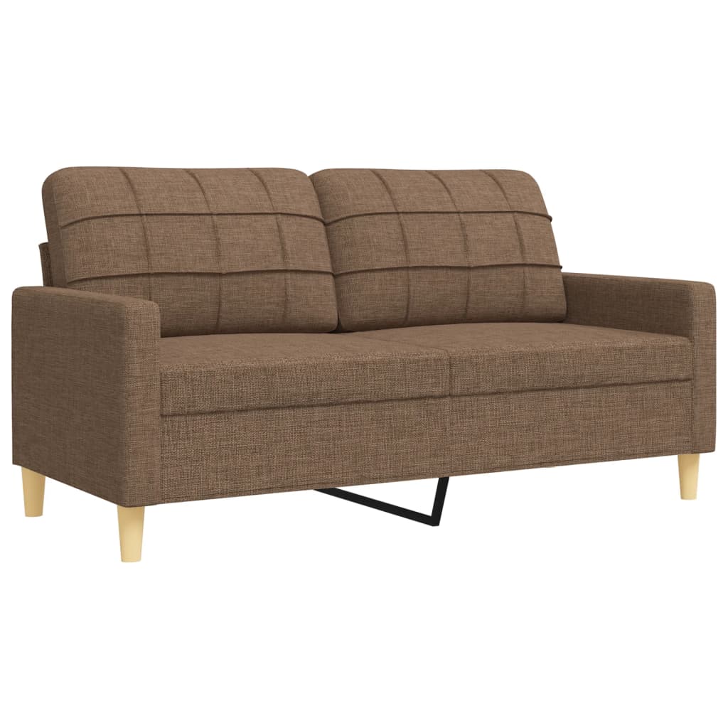 3-piece sofa set with footstool brown fabric