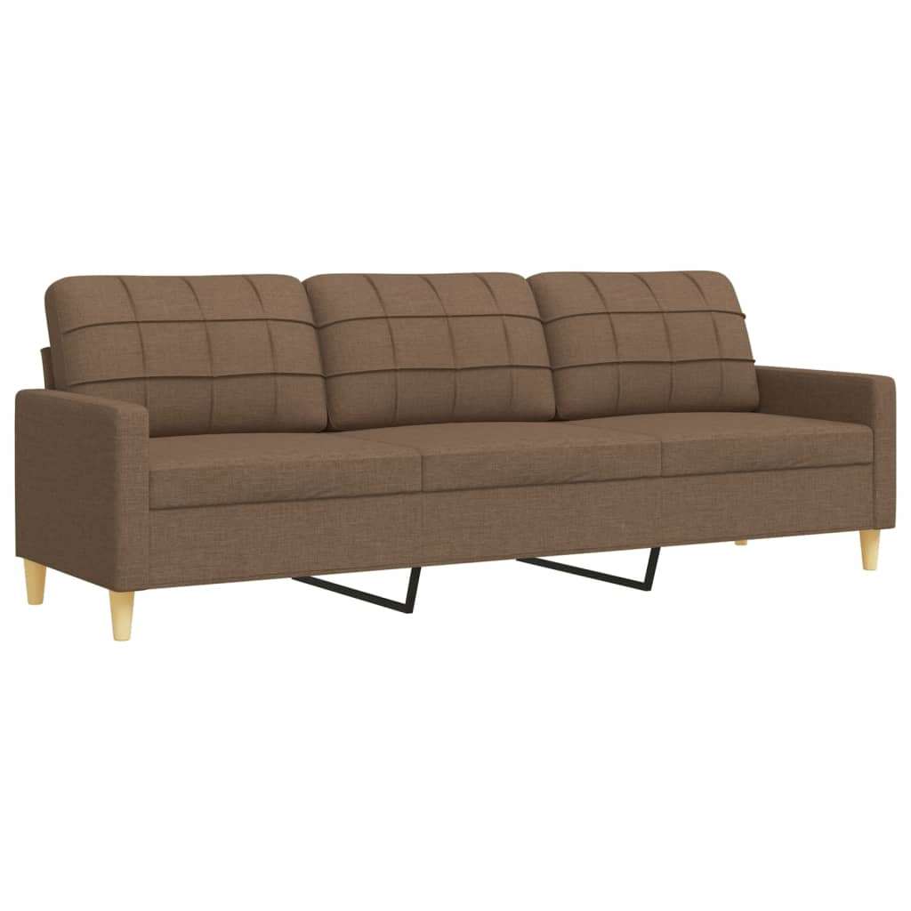 3-piece sofa set with footstool brown fabric