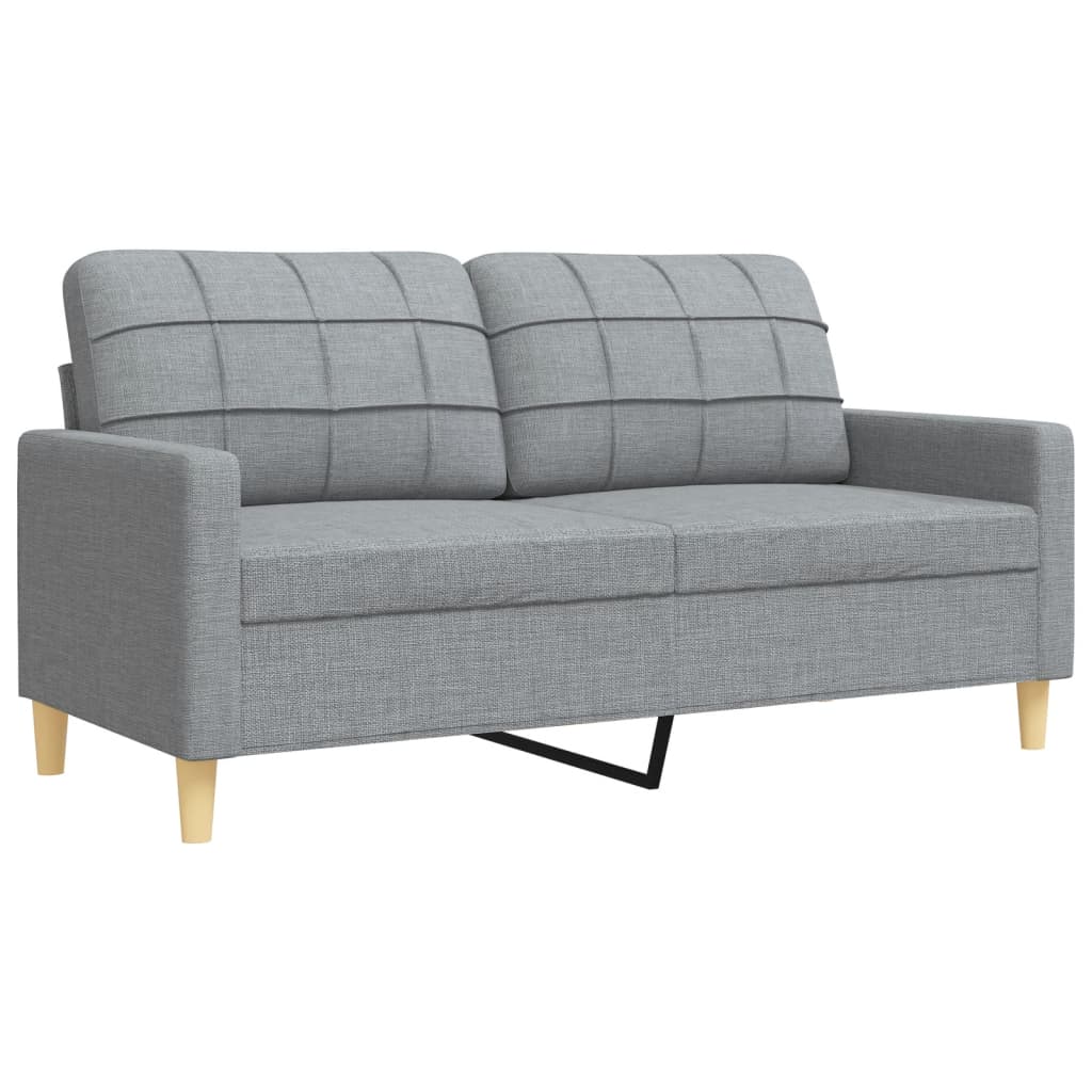 2-piece sofa set with decorative cushions in light grey fabric