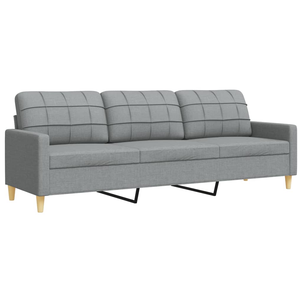 2-piece sofa set with decorative cushions in light grey fabric