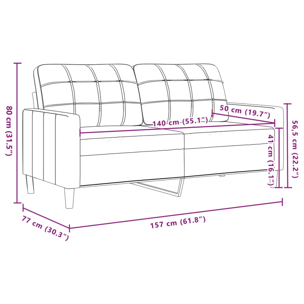 Ensemble de canapé 2 pièces avec coussins décoratifs en tissu gris foncé
