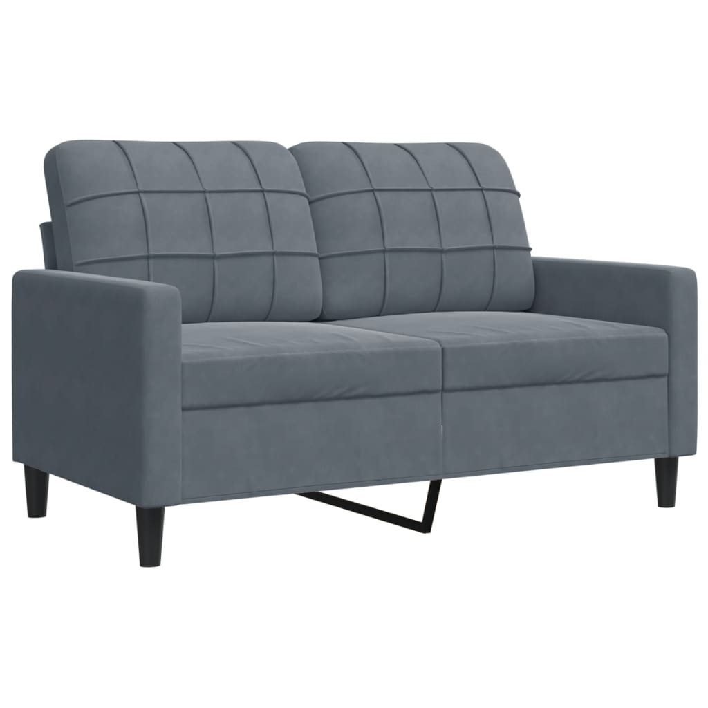 Ensemble de canapé 3 pièces avec coussins en velours gris foncé