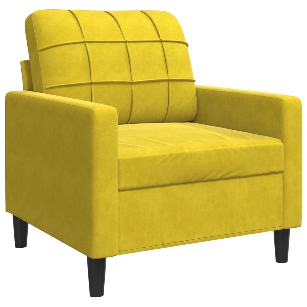 Ensemble de canapé 3 pièces avec coussins en velours jaune