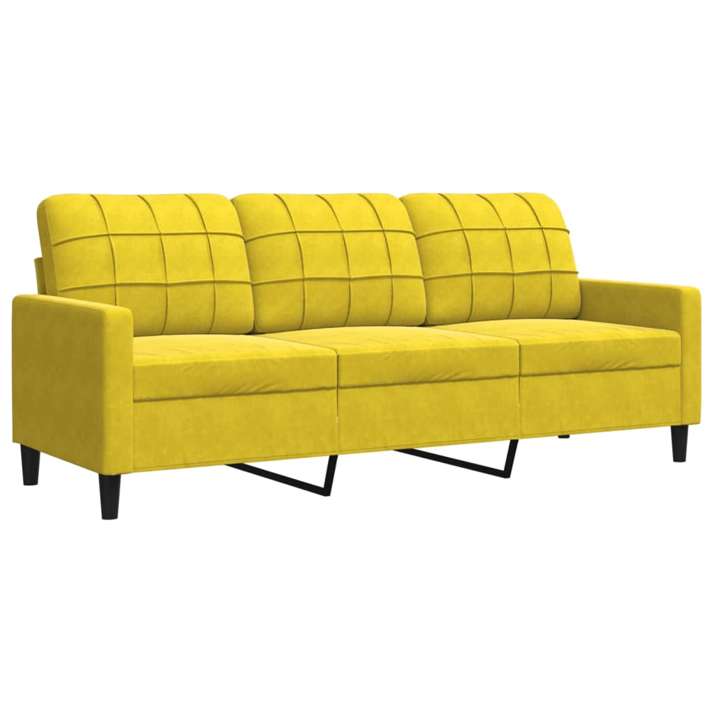 Ensemble de canapé 3 pièces avec coussins en velours jaune