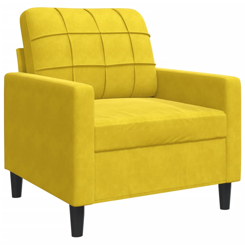 4-piece sofa set with cushions and bolsters yellow velvet