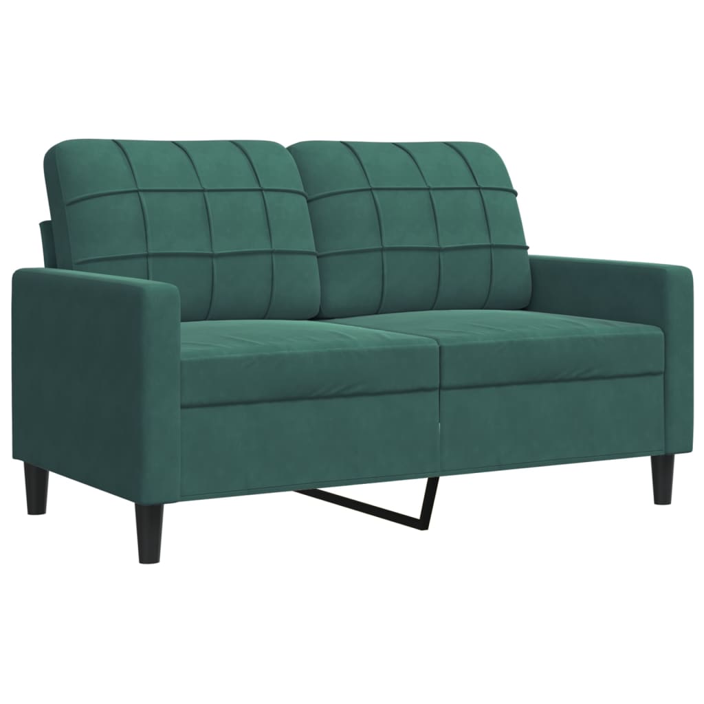 Ensemble de canapé 2 pièces avec coussins en velours vert foncé