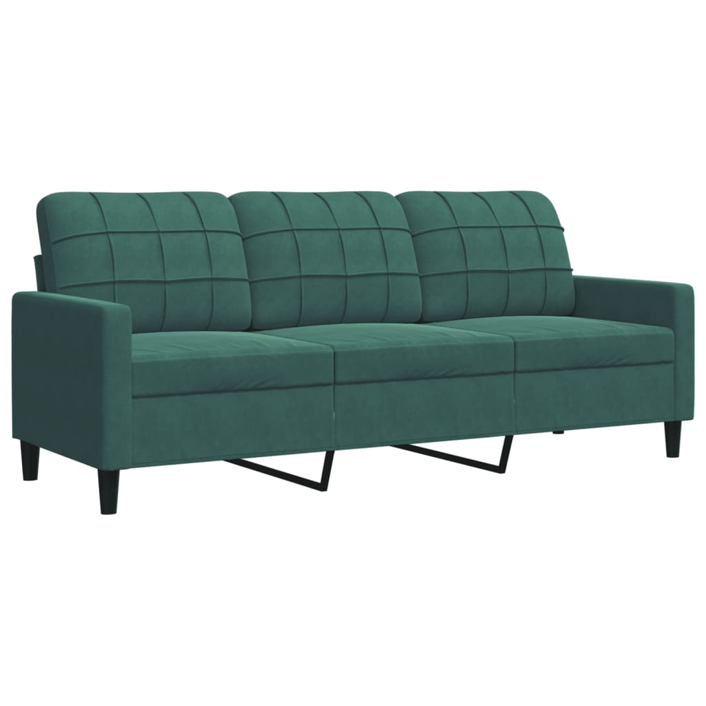 Ensemble de canapé 2 pièces avec coussins en velours vert foncé