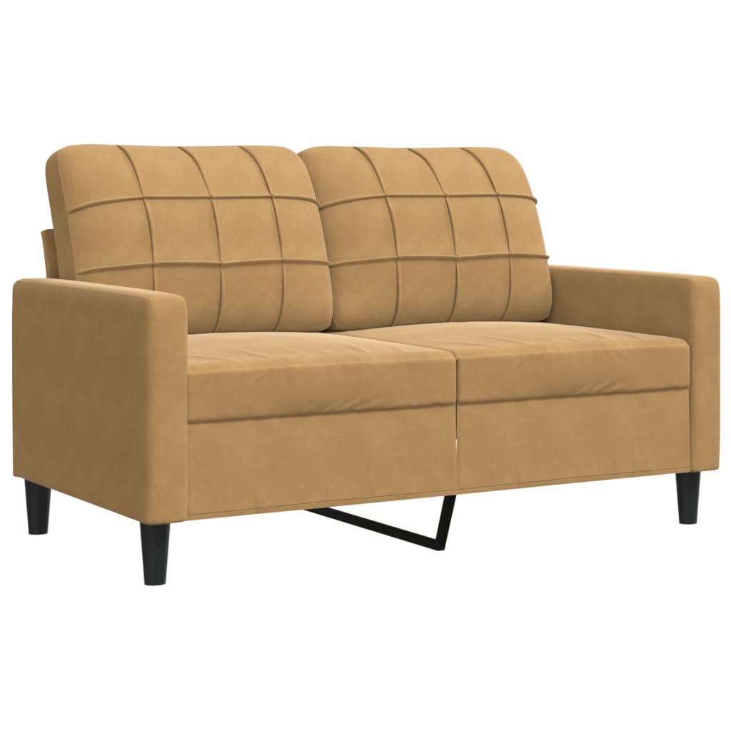 Ensemble de canapé 2 pièces avec coussins en velours marron