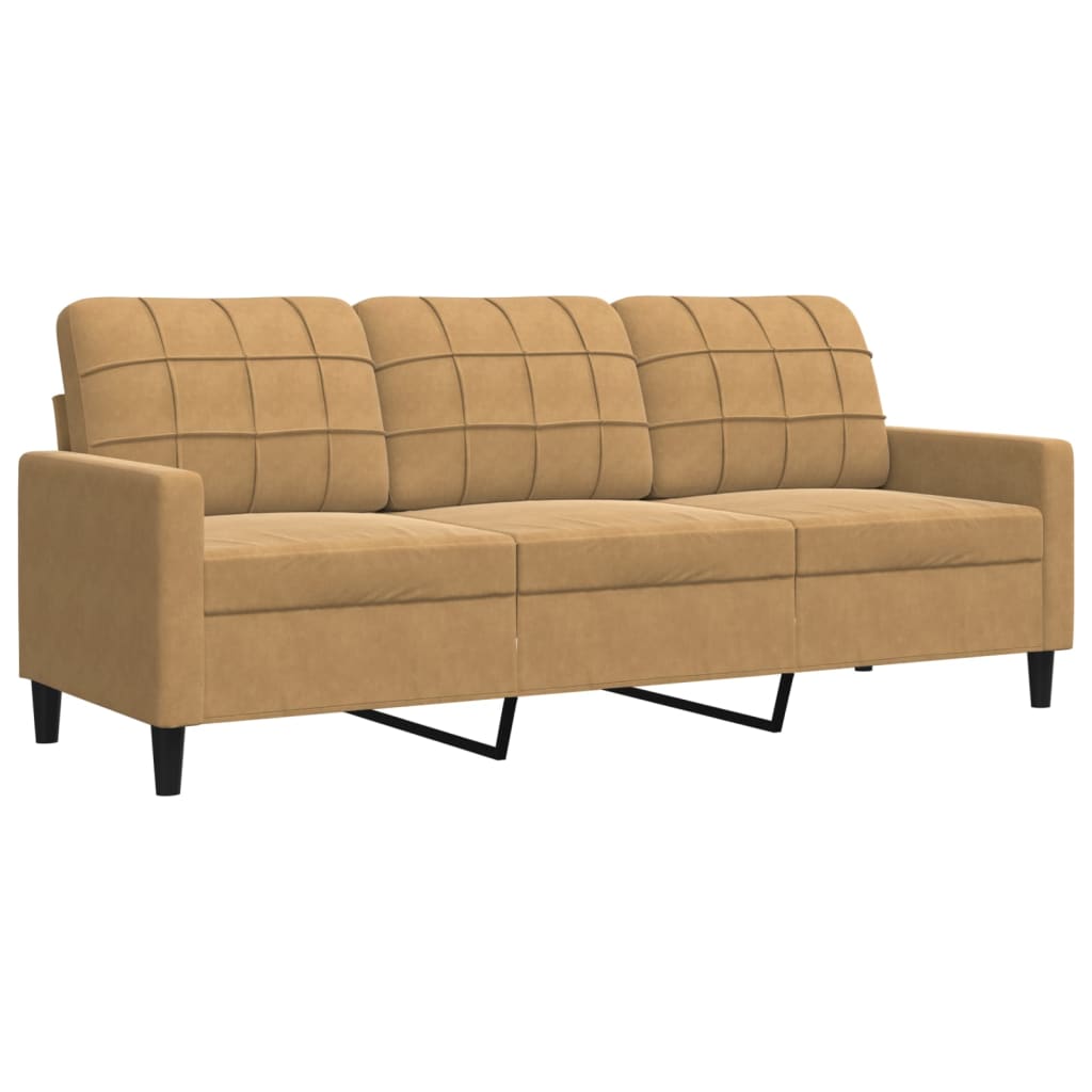Ensemble de canapé 2 pièces avec coussins en velours marron