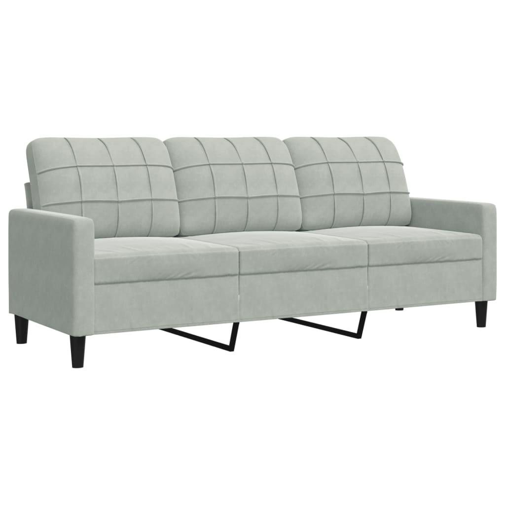 Ensemble de canapé 2 pièces avec coussins et appuie-tête en velours gris clair