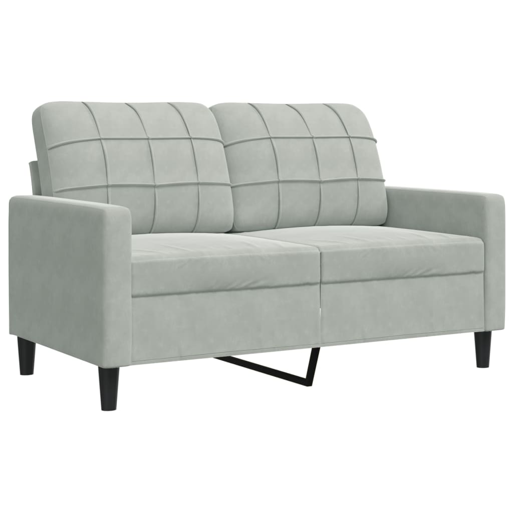 Ensemble de canapé 2 pièces avec coussins et appuie-tête en velours gris clair
