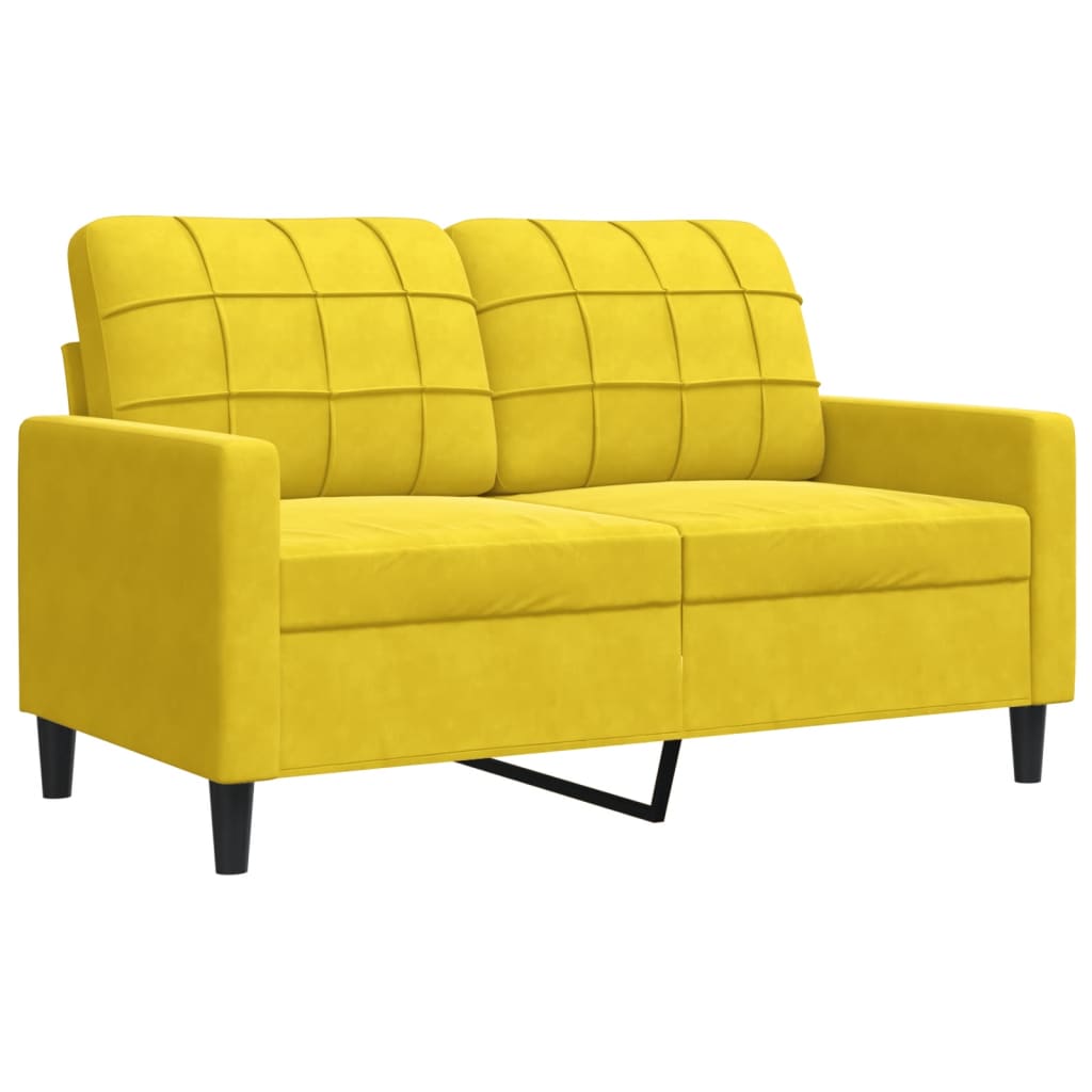 3-piece sofa set with cushions and neck rolls yellow velvet